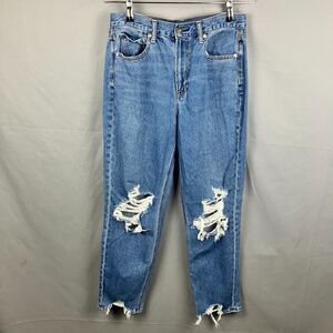 American Eagle Mom Jeans Womens 8 Distressed Ripped Retro Cottagecore 90s Casual